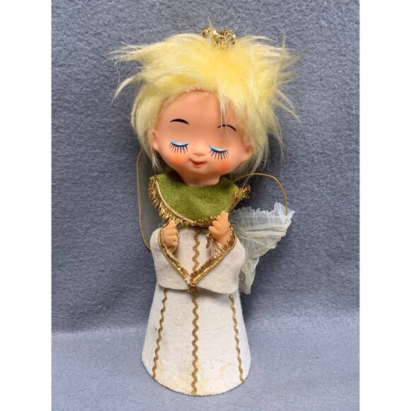 Vintage Angel with Gold Accents & Green Collar Mid Century Christmas Japan - Picture 1 of 11